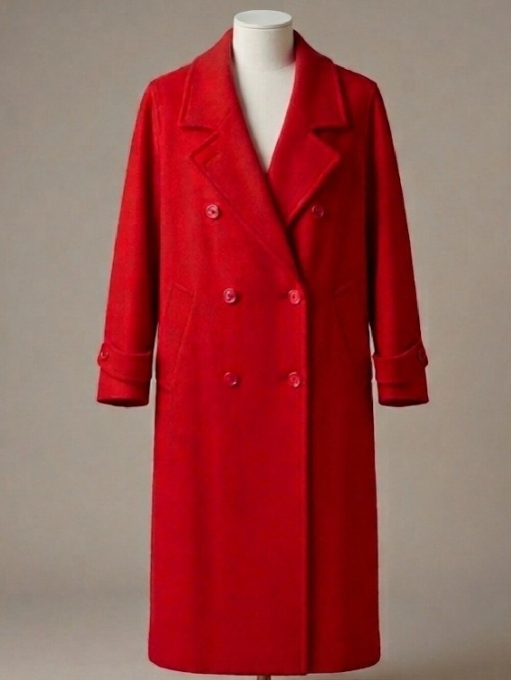 Vintage MACKINTOSH Wool Trench Maxi Coat Cherry Red Size 10